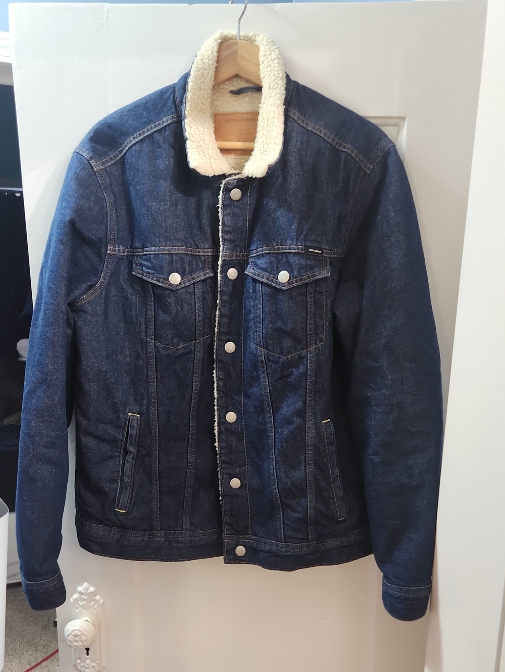Jack & Jones Dark Blue Denim Sherpa Lined Jacket